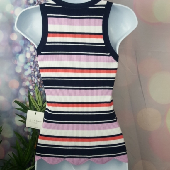 Laundry by Shelli Segal black striped ribbed tank - Picture 5 of 7